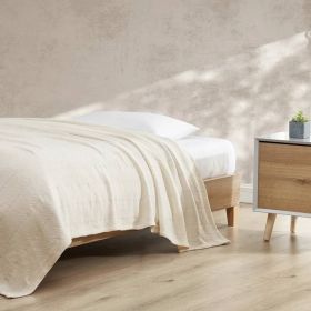 King size Cream Bone Lightweight 100-Percent Cotton Blanket - Machine Washable