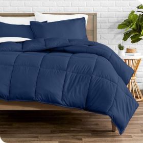 Queen size Super Soft Down Alternative Comforter Set in Navy Blue