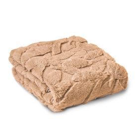 HGTV Triple Jacquard Carved Faux Fur Throw Blanket Nomadic Desert 50 x 70 inches