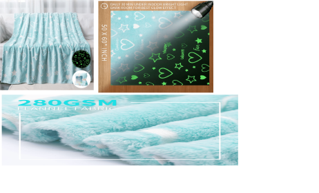 Glow in The Dark Stars Heart Blanket Gifts for Girls Boys,Soft Blanket 3 4 5 6 7 8 9 10 Year Old Girl Gifts Ideas,Toddler Girl Toys Age 6-8
