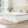 Wrap Around Bed Skirt, 15 in Drop, White Dust Ruffle Queen Size, Three Sides Adjustable Bedskirt with Easy Fit Elastic Strap