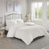3 Piece Tufted Cotton Chenille Damask Comforter Set