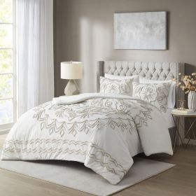 3 Piece Tufted Cotton Chenille Comforter Set