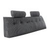 Headboard Pillow, King Size Wedge Headboard Pillow with 2 Side Pockets and 2 Headrests, Bed Wedge Pillow with Washable Flannel Cloth, for Reading
