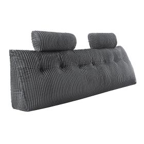 Headboard Pillow, King Size Wedge Headboard Pillow with 2 Side Pockets and 2 Headrests, Bed Wedge Pillow with Washable Flannel Cloth, for Reading