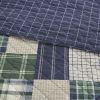 3 Piece Reversible Printed Quilt Set Green / Navy Full/Queen