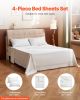 4-Piece Queen Bed Sheet Set 100% Bamboo Fiber Bedding Set with 16" Deep Pocket