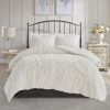 3 Piece Tufted Cotton Chenille Damask Comforter Set