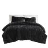 3 PCS King Ultrasoft Faux Fur Ribbed Comforter Set Black