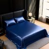 Satin Bed Sheets, Queen Size Sheets Set, 4 Pcs Silky Bedding Set with 15 Inches Deep Pocket for Mattress (Queen, Navy Blue)