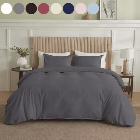Serta Simply Clean Pleated Duvet Cover Queen (Color: Grey)