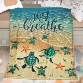 Sea Turtle Flannal Throw Blanket For Teens Boys Men Many Sea Turtle Pattern Blanket Soft Flannal Throw Blanket 50x60 Inches For Couch Bed And Sofa (Option: 150X200cm-blue)