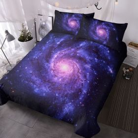 Interstellar Vortex Starry Sky Print Duvet Cover Set for Bedroom Purple Starry Sky Duvet Cover Bedding Set Kids Adult Bedroom Quilt Cover Set with 2 P (size: Twin)