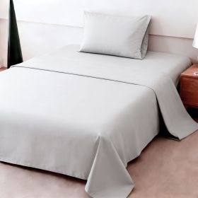 4-piece ultra-soft 85g bed sheet and pillowcase set. Soft and durable, solid color, machine washable (Color: Light Grey, size: twin(38.98''*74.8''))