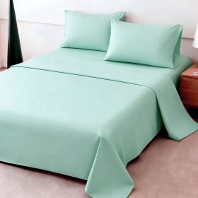 4pcs ultra-soft 85g sheet and pillowcase set, soft solid color, machine washable, suitable for all seasons, Christmas comfortable bedding set (Color: lake blue, size: king(75.98''*79.92''))