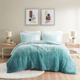 Ombre Shaggy Long Fur Comforter Mini Set (Color: as Pic)