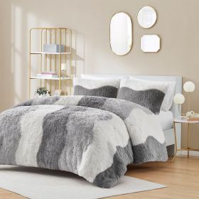 Ombre Shaggy Faux Fur Comforter Set (Color: as Pic)