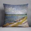 View of a River with Rowing Boats by Van Gogh Cushion