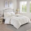 3 piece Tufted Cotton Chenille Damask Duvet Cover Set