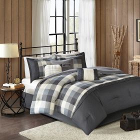 7 Piece Herringbone Comforter Set (Color: as Pic)