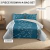 3-Piece Teal Lace Floral Bedding Set (Queen/King/Cal King) - Quilted Microfiber Quilt + Pillow Shams