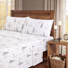 Kathy Ireland 100% Turkish Cotton Flannel Sheet Set (Color: Christmas Deer, size: Twin XL)