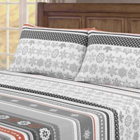 Kathy Ireland 100% Turkish Cotton Flannel Sheet Set (Color: Holiday Flurries, size: Twin XL)