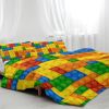 Premium Brushed Microfiber Building Blocks Bedding Set - 3-Piece Comfy Kids Quilt Cover for Teens Boys Girls Bedroom