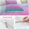 3 pieces Colorful Glitter Bedding Sets for Girls: Soft Microfiber 3D Gradient Blue Pink Green Ombre Bed Duvet Cover