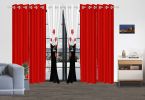 9-Piece Red Rose Bedding & Curtain Set (Queen/King/Cal King) - Quilted Microfiber Bedspread + Sheer Curtains