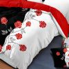 9-Piece Red Rose Bedding & Curtain Set (Queen/King/Cal King) - Quilted Microfiber Bedspread + Sheer Curtains