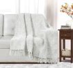 Kathy Ireland Oversized Chenille Fringed Basket Throw