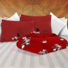9-Piece Burgundy Red Floral Bedding & Curtain Combo Set, Vibrant Crimson Quilted Bedspread with 6 Light Filtering Window Panels & 2 Shams