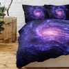 Interstellar Vortex Starry Sky Print Duvet Cover Set for Bedroom Purple Starry Sky Duvet Cover Bedding Set Kids Adult Bedroom Quilt Cover Set with 2 P