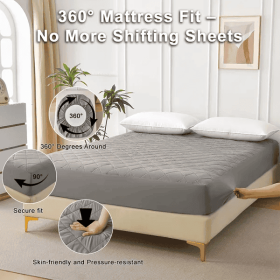 Diamond Grid Ultrasonic Waterproof Mattress Protector (Option: Gray-Twin)